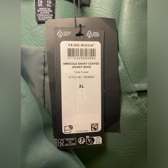 NWT Vero Moda Women’s Nicole Coated Vegan Leather Motorcycle Jacket - Picture 10 of 10